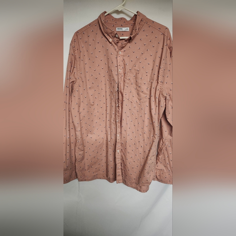 Sonoma Men's Casual Pink Button Down Shirt